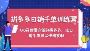 拼多多日销千单训练营,从0开始带你做好拼多多,让日销千单可以快速复制-资源站