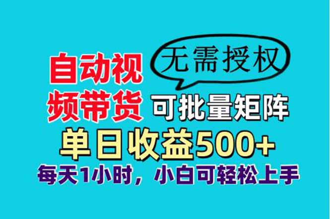 自动视频带货，可批量矩阵，单日收益500+、轻松实现睡后收益，小白可…-资源站