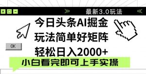 今日头条2025最新3.0玩法，思路简单，复制粘贴，轻松实现矩阵日入2000+-资源站