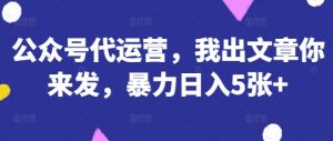 公众号代运营，我出文章你来发，暴力日入5张+【揭秘】-资源站