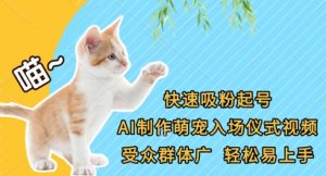 快速吸粉起号，AI制作萌宠入场仪式视频，受众群体广，轻松易上手-资源站