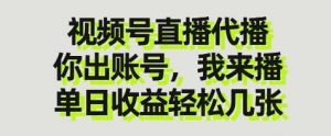 视频号直播代播，你出账号我来播，单日收益轻松几张【揭秘】-资源站