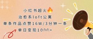 小红书超火的治愈系loft公寓，单条作品点赞16W，3分钟一条，单日变现数张-资源站