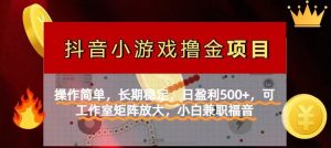 【抖音小游戏发行人计划项目】操作简单，长期稳定，日盈利500+，可工作…-资源站