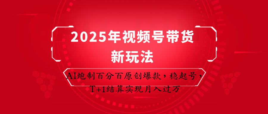 2025年视频号带货新玩法：AI炮制百分百原创爆款，稳起号，T+1结算实现月入过万-资源站