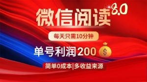 微信阅读8.0玩法！！0撸，没有任何成本有手就行，一天利润200+-资源站