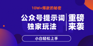 公众号提示词玩法，10W+爆文最简单快速的方法，小白轻松上手-资源站