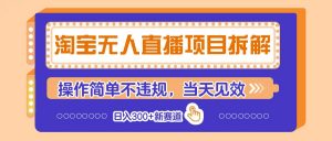 淘宝无人直播项目拆解,操作简单不违规,当天见效 日入300+新赛道-资源站