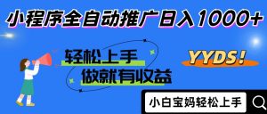 2025年最新风口,小程序自动推广,,稳定日入1000+,小白轻松上手-资源站