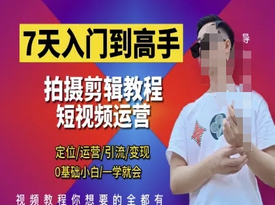 7天入门到高手,短视频剪辑运营高手课,定位 运营 引|流 变现,0基础小白一学就会-资源站
