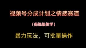 视频号分成计划之情感赛道暴力玩法，可批量操作，保姆级教学-资源站