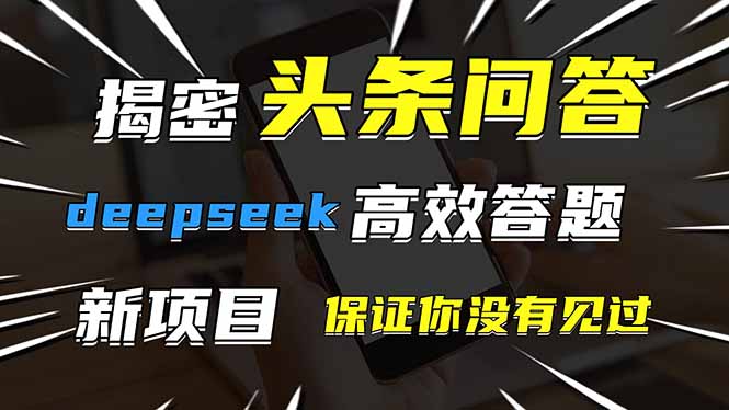 头条问答，刚出的新玩法！保证你没见过！用DeepSeek去高效答题，一个账…-资源站