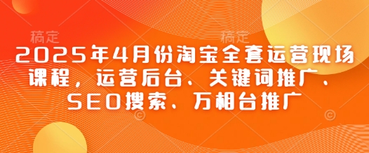2025年4月份淘宝全套运营现场课程,运营后台、关键词推广、SEO搜索、万相台推广-资源站