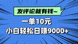 评论就有收益,一单10元,小白也能轻松日赚9000+-资源站