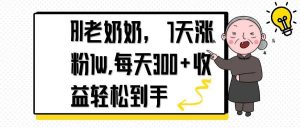 AI老奶奶，7天1w涨粉,每天300+收益轻松到手-资源站