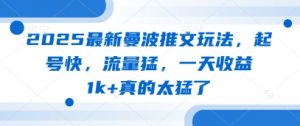 2025最新曼波推文玩法，起号快，流量猛，一天收益1k+真的太猛了-资源站