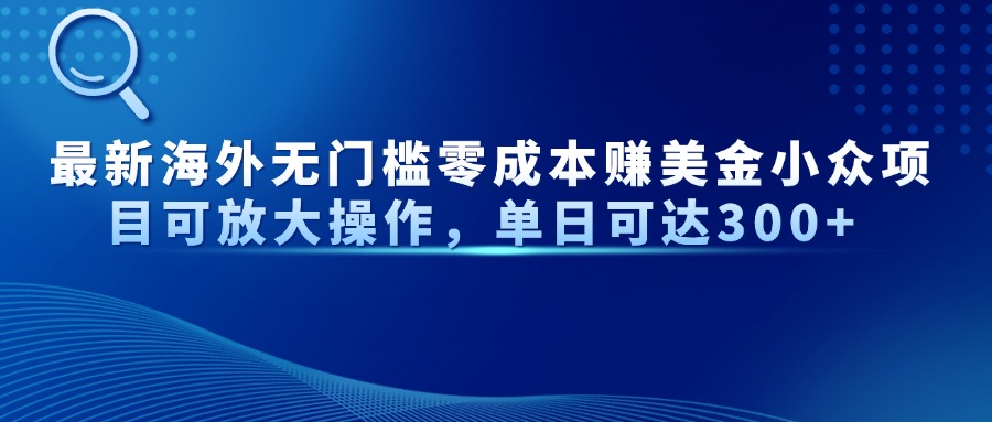 最新海外无门槛零成本赚美金小众项目可放大操作，单日可达300+-资源站