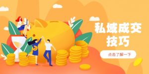 私域成交技巧，帮你从入门到精通，破解四大痛点，快速变现，轻松收钱-资源站