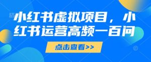 小红书虚拟项目,小红书运营高频一百问【文档】-资源站