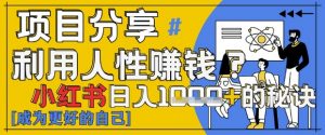 小红书日入1k+？揭秘人性洞察力，小白3分钟上手，点赞爆棚！-资源站