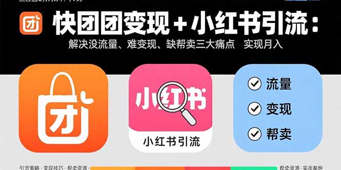 快团团变现+小红书引流：解决没流量、难变现、缺帮卖三大痛点 实现月入3w+-资源站