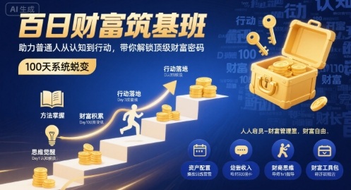 百日财富筑基班,助力普通人从认知到行动,带你解锁顶级财富密码-资源站