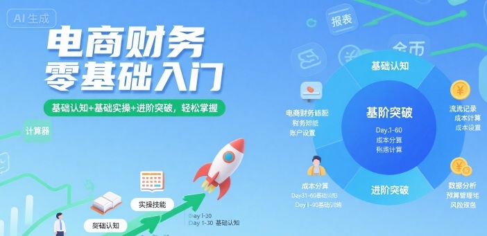 电商财务零基础入门,基础认知+基础实操+进阶突破,轻松掌握-资源站
