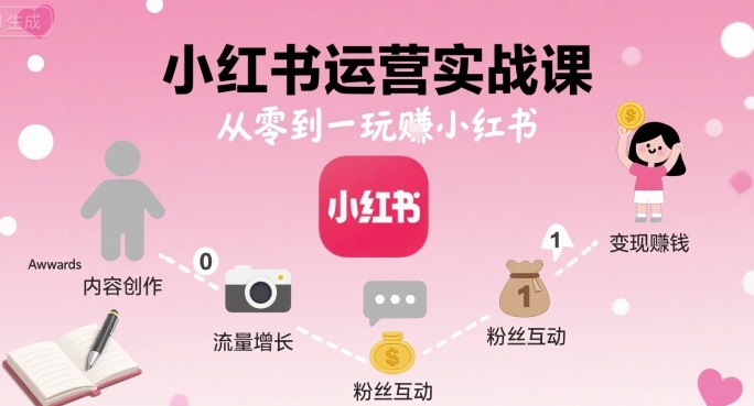 小红书运营实战课,从零到一玩賺小红书-资源站