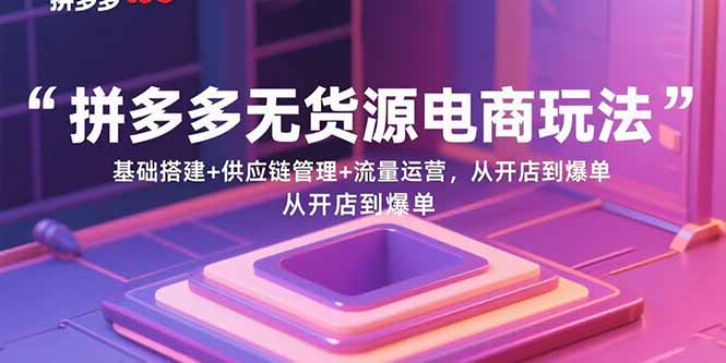 拼多多无货源电商玩法：基础搭建+供应链管理+流量运营，从开店到爆单-资源站