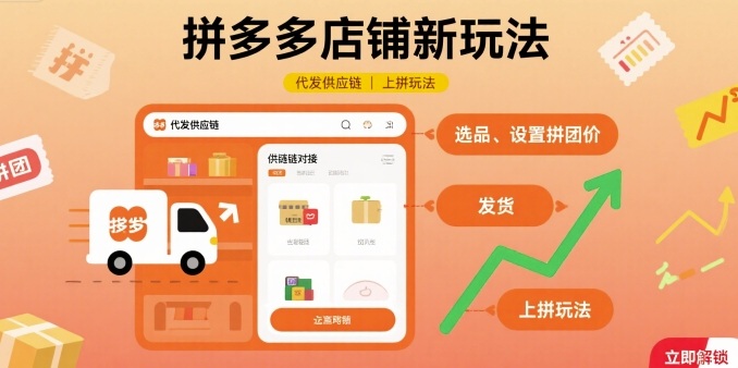 拼多多店铺新玩法，代发供应链上拼玩法-资源站