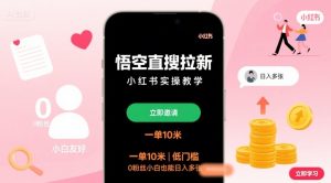 悟空直搜拉新小红书实操教学,一单10米,低门槛,0粉丝小白也能日入多张-资源站