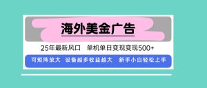 最新海外广告美金，全自动挂机，单机单日500+，可矩阵放大，新手小白轻…-资源站