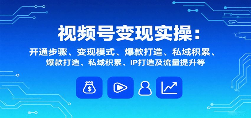 视频号变现实操，含开通步骤、变现模式、爆款打造、私域积累、IP打造及流量提升等-资源站