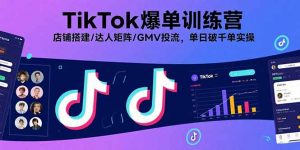 TikTok爆单训练营，店铺搭建/达人矩阵/GMV投流，单日破千单实操-资源站