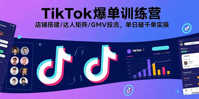 TikTok爆单训练营,店铺搭建/达人矩阵/GMV投流,单日破千单实操-资源站