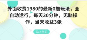 外面收费1980的最新0撸玩法，全自动挂G，每天30分钟，无脑操作，当天收益3张【揭秘】-资源站