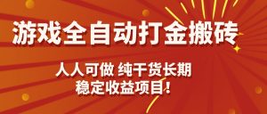 游戏全自动打金搬砖，日入千元，人人可做，纯干货，长期稳定收益项目！-资源站