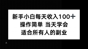 新手小白每天收入100+，操作简单 当天学会 ，适合所有人的副业-资源站