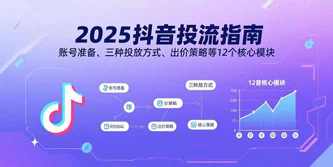 2025抖音投流指南，账号准备、三种投放方式、出价策略等12个核心模块-资源站