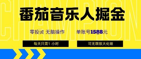 番茄音乐人掘金，单账号最高可撸1k+，可无限矩阵去做，零投入-资源站