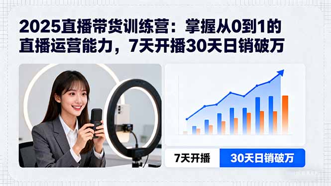 2025直播带货训练营：掌握从0到1的直播运营能力，7天开播30天日销破万-资源站