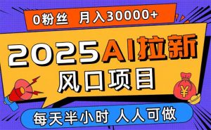 2025AI拉新风口项目,0粉0基础月入30000+新手小白轻松学会-资源站