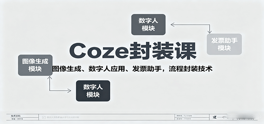 Coze封装课，图像生成、数字人应用、发票助手，流程封装技术-资源站