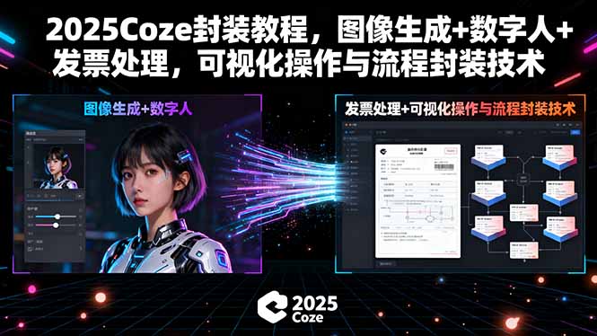 2025Coze封装教程，图像生成+数字人+发票处理，可视化操作与流程封装技术-资源站