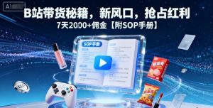 B站带货秘籍,新风口,抢占红利,7天2k+佣金【附SOP手册】-资源站