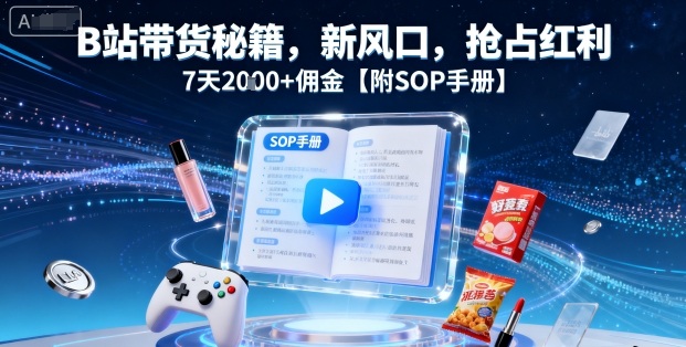 B站带货秘籍，新风口，抢占红利，7天2k+佣金【附SOP手册】-资源站