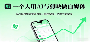 一个人用AI与剪映做自媒体,从AI应用到各赛道剪辑、涨粉变现,从起号到变现-资源站
