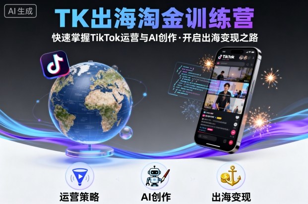 TK出海淘金训练营,助你快速掌握TikTok运营与AI创作,开启出海变现之路-资源站