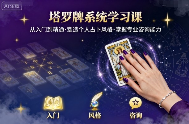 塔罗牌系统学习课,助你从入门到精通,塑造个人占卜风格,掌握专业咨询能力-资源站
