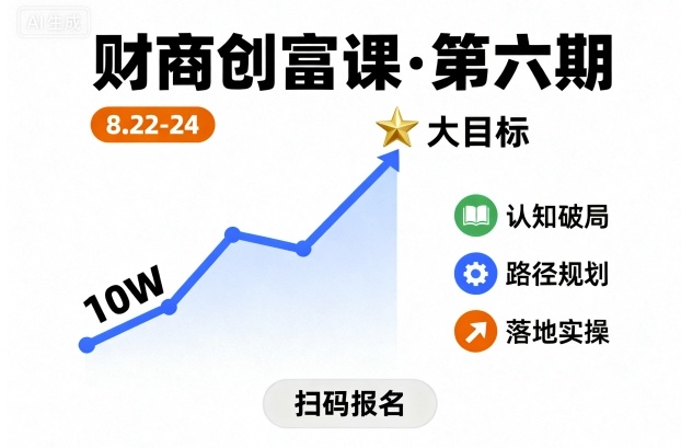 财商创富课第六期8月22-24号,如何从10W起步,一步步实现大目标-资源站